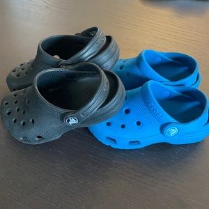 —CROCS— (2) Pair — Black & Royal — Size 10C